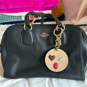 Coach Black Leather Bag with Gold Accents